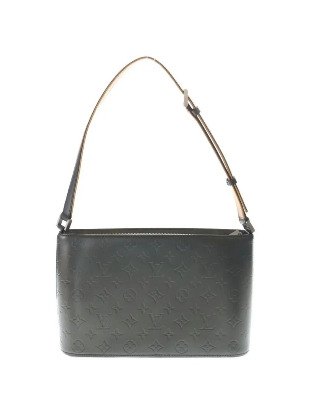 Louis Vuitton Monogram Matte Alston Shoulder Bag Metallic Gray Leather Silver